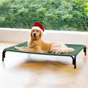 Elevated Dog Bed Raised Outdoor Dog Cot for Large Dogs, Installation Requires No Tools, Frame with Washable Cooling Breathable Mesh Anti-Slip Feet, Indoor Pet Bed, Green, 43.3 Inches