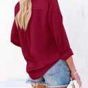 Aoudery Button Down Shirts for Women Long Sleeve Collared Blouses V Neck Work Business Office Tunic Chiffon Tops (XS)