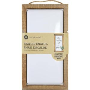 Hampton Art Framed Enamel Craft Me Sign, 8 x 15 Inch, White, with Rustic Wood Frame, DIY Home Decor Surface, for Paint, Vinyl, Stencils and Craft Projects
