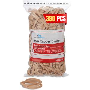 1InTheOffice Thick Heavy Duty Rubber Bands, Beige, Size 64, 380 Pcs