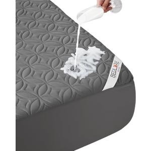 BEDLORE Waterproof Mattress Protector, King Size Mattress Pad with Deep Pocket 6"-18" Depth, Soft Noiseless Dirt-Proof Bed Mattress Cover Washable for Home, Bedroom, Hotel (Gray)