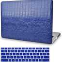 KECC Compatible with MacBook Pro 13 inch Case 2020-2025, 2016-2019 Release M2 M1 A2338 A2289 A2251 A2159 A1989 A1706 A1708 Italian Leather Hard Shell + Keyboard Cover, Navy Crocodile Leather