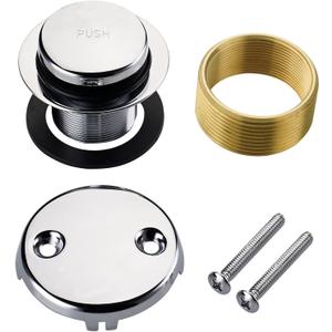 Chrome Tip Toe Bathtub Tub Drain Conversion Kit Assembly, Wellup Tub Drain Trim Kit with Two Hole Overflow Faceplate, Chrome Polished