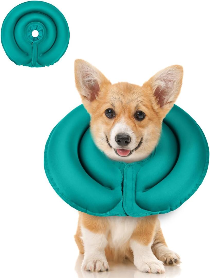 MIDOG Soft Inflatable Dog Cone - Comfortable Alternative After Surgery That Doesn't Block Vision, Patented Donut Recovery Collar Prevents Licking for  Dogs (L)
