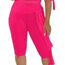 Two Piece Sets for Women Summer Outfits Off The Shoulder Tops Capri Pants Sets Sexy Jumpsuits Vacation Outfits Matching Sets Hot Pink XL