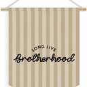 Boys Room Decor, Long Live Brotherhood Boy Nursery Linen Canvas Banner, Neutral Striped Wall Hanging Pennant Flag Banner for Boys Nursery Kids Toddler Room Bedroom Playroom Decor, 15x11in
