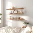 48 Inch Light Wood Floating Shelves for Wall Rustic Wall Shelf for Bedroom Living Room Set of 4