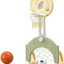 JunZheHub Kids Basketball Hoop Set with Adjustable Height for Indoor, Beige