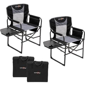 SUNNYFEEL Camping Directors Chair, Heavy Duty,Oversized Portable Folding Chair with Side Table, Pocket for Beach, Fishing,Trip,Picnic,Lawn,Concert Outdoor Foldable Camp Chairs, X-Large