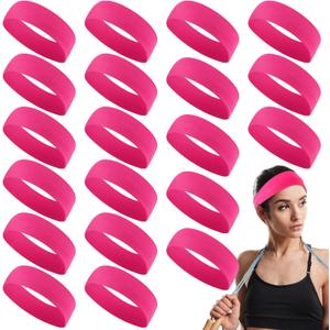 Hotop 20 Pcs Sport Stretchy Headbands for Girls Women Non Slip Soft Fabric Elastic Headband Bulk for Yoga DIY Team Gifts