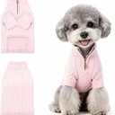 Small/Medium Dog Sweater, Warm Dog Winter Coat w/Sleeves, Comfortable High Neck Premium Dog Clothes for Mini Poodle-Best for Holidays, Daily Walks S Pink