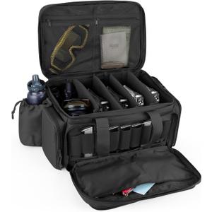 DSLEAF Tactical Pistol Range Bag for 5 Handguns, Shooting Gun Duffle Bag with 9X Magazine Slots for Hunting and Range Outdoor Activities, 16.5 x 12.6 x 9.05 inches