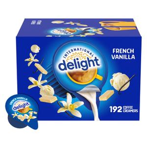 International Delight, French Vanilla, Single-Serve Coffee Creamers, 192 Count (Pack of 1), Shelf Stable Non-Dairy Flavored Coffee Creamer, Great for Home Use, Offices, Parties or Group Events (EXP 09/14/26)