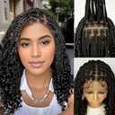 16" Short Knotless Box Braided Wig With Curly Ends - Full Lace 180% Density Low-Temperature Synthetic Hair,Elegant Fluffy Goddess Wig For Parties Parties And Festivals Party (Dark brown)