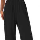 Womens Tube Top Jumpsuits Strapless Belted Wide Leg Bustier Jumpsuit Backless Baggy Long Pants Rompers with Pockets (Large, Y158 Black)
