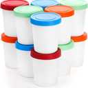 Peohud 12 Pack Mini Ice Cream Containers, 6oz Freezer Storage Tub with Silicone Lids, Reusable Storage Container for Ice Cream, Gelato, Sorbet, Dessert