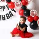 2 x Black and Red Balloons Arch Kit Christmas Gifts Black Red White Latex Matte Balloon Decorations for Birthday Graduation Casino Theme Race Car Party Bachelorette Wedding Anniversary