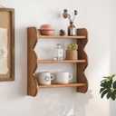 100% Solid Wood Wall Shelf 3-Tier, Rustic Floating Shelves Wall Mounted Storage Rack, Farmhouse Decor Hanging Shelf Display Shelves for Apartment, Living Room and Bedroom, 17.3 x 5.1 x 18.9 inches