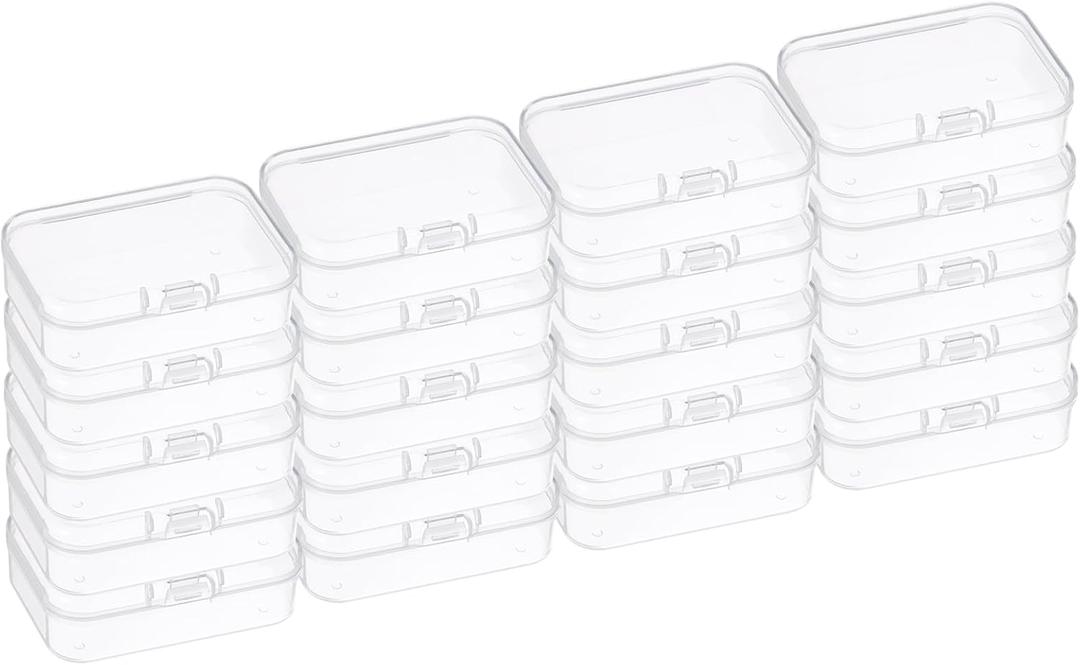 PATIKIL 2.6x1.8x1 Inch Clear Storage Box with Hinged Lid, 20Pack Plastic Stackable Rectangle Organizer Container for Bead Jewelry Small Item Art Craft Project