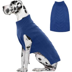 IECOii Big Dog Sweater - XXXL Dog Sweaters for Extra Large Dogs - Warm Winter & Fall Coat - Blue-4XL (XXXX-Large(Chest:35.4 in))