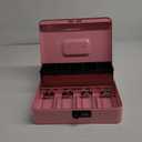 Cash Box with Money Tray and Combination Lock, Large Money Box for Cash Regiser, Safe Lock Box for Money Saving Metal 11.8"x9.45"x3.54" Pink XL Large