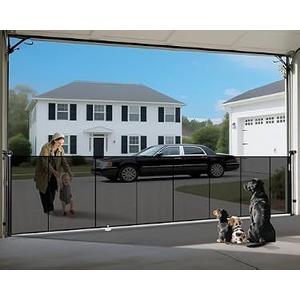 200" Retractable Baby Gates Dog Gate Extra Wide, 42" Tall Child Pet Safety Gate with Reinforced Strips for Stairs, Long Mesh Garage Gates Fence for Outdoor Indoor Large Openings Driveway Decks Patio