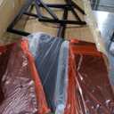 Twin Size Loft Bed with L-Shaped Desk, LED Lights,Charging Station, Industrial Heavy Duty Metal Loft Bed Frame with 3 Storage Shelves and 3 Fabric Drawers, Safety Guard & Ladder, Vintage Brown