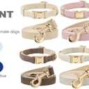 Soft Hemp Dog Collar and Leash Set Adjustable Woven Tweed Dog Collars with Metal Buckle and Lead for Small Medium Large Dogs,Pink