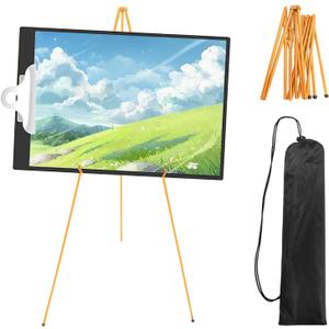 Qivine Artist Easel Stand for Sign, 66'' Adjustable Standing Easel for Painting Display Wedding Sign, Portable Tripod Paint Easel for Canvas Painting, Painting Easel for Adults (Gold)