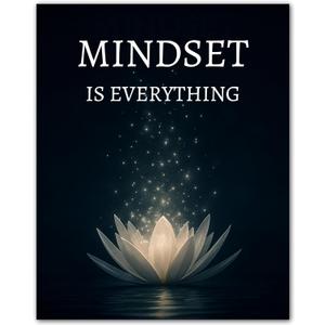 ZUKIY Mindset Is Everything - Motivational Poster for Office Decor - Inspirational Quote Wall Art - Positive Affirmation Poster for Women Men Teens - Spa Yoga Zen Room Wall Art - Unframed 8x10 Print