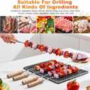Idong 15 PCS Kabob Skewers 23.6" Large Size Flat Stainless Steel BBQ Skewers for Grilling Meat with Wood Handle, Reusable Metal Grilling Set for Koobideh Persian Shrimp Chicken Vegetable Kebab Fork