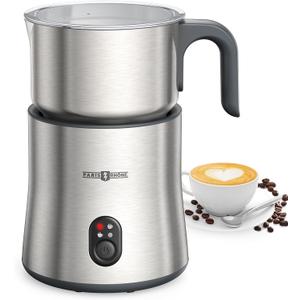 Milk Frother and Steamer, PARIS RHNE 4 in 1 Detachable Milk Steamer, 500ml Hot Chocolate Maker and Milk Warmer with Hot & Cold Foam, Dishwasher Safe, All Stainless Steel