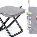 Premium Portable Folding Camping Stool with Carry Bag, Lightweight Compact Outdoor Seat, Heavy Duty Steel Frame, Small Travel Stool for Camping, Hiking & Fishing