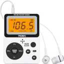 PRUNUS J-159 Pocket AM FM Radio Portable with Stereo Earphone, Battery Operated Radio by 2 AAA, Manual Preset, Large Screen, Lock Key Radios,Sleep Timer,Mini Radios,Digital(No Speaker)