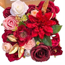 FPMSQDY Artificial Flowers, Fake Cake Flowers Silk Roses with Stems Faux Burgundy Dahlia Wedding Bridal Bouquets for Table Centerpieces Floral Arrangement Arch Home Decoration