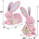 DR.DUDU 2 Pack Woven Bunny Easter Decor - Bunny Decorations for Home, Spring Rabbit Figurines for Shelf Table Centerpiece (Pink)