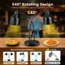 Food Heat Lamp, 500W Dual-Head Stainless Steel Commercial Food Warmer Lamp with 540° Rotation & 3Pcs Bulbs, Portable Warming Light for Restaurant Kitchen Buffet Counter Party Catering