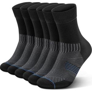 PAPLUS 3 Pairs Running Compression Socks for Men & Women, Atheltic Crew Socks with Cushion, Arch Support for Hiking, Cycling (XL)