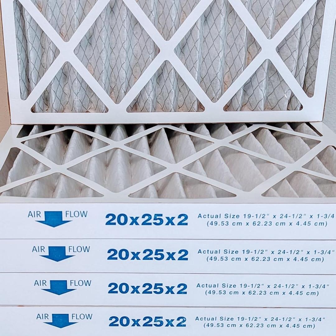NED 20x25x2 Air Filters MERV 8 (12-Pack), Pleated HVAC AC Furnace Air Filters (Actual Size: 19.50 x 24.50 x 1.75 Inches)