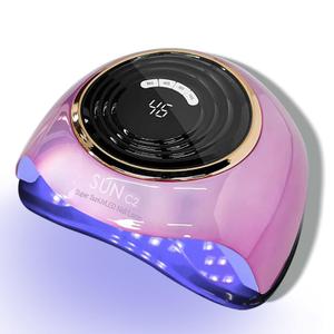 UV LED Nail Lamp, 288W Professional Nail Dryer for Gel Polish, 63 LED Beads Automatic Sensor Nail Curing Lamp with 4 Timer for Woman Girl Salon at Home (Pink-corded)
