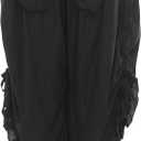 Back From Bali Womens Cropped Wide Leg Pants Trouser Comfort Solid Elastic Waist (4XL) (Black)