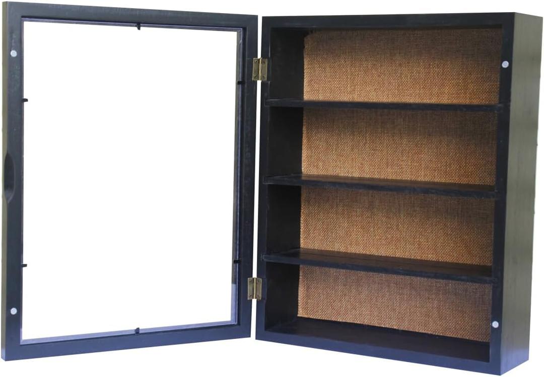 11x16 Shadow Boxes Frames Large Shadow Box with Shelves Deep Memory Box Display Case with Movable Shelf for Keepsake Flowers Wedding (Black)