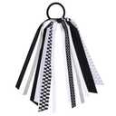 Black and White Checkered Ribbon Ponytail Holder Streamers Elastic Hair Ties for Racing Car Themed Birthday Party Decorations Supplies Cheerleader Girls Players Gift Accessories