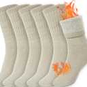 BomKinta Wool Hiking Socks Women - Merino Thick Warm Thermal Boot Socks - Winter Cozy Crew Sock Size 5-11 (Beige)