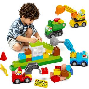 100+ Pcs Building Blocks Set with 4 Trucks, Gift for Kids Ages 3-6
