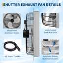 20" Shutter Exhaust Fan with 5 ft Power Cord, 3500 CFM 1500 RPM Quiet High-Speed Airflow with Automatic Shutter Wall Mount fan for Garage, Attic, Greenhouse, Shed Ventilation