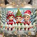 Christmas Backdrop Banner Elf Kids Winter Snow Forest Scene Backdrop Wall Hanging for Party Indoor Outdoor Decor Poster 71 X 43 Inches