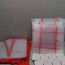 ZOBER Christmas Ornament Storage Box - Stores 128 Ornaments W/ 2 Sided Zipper - Flexible Plastic Christmas Ornament Storage Containers - 3 Inch Cube Compartments - Red