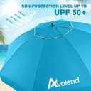 8.5FT Beach Umbrella, Portable Outdoor Umbrellas for Sand with Anchor Heavy Duty High Windproof, Height Adjustable Tilt Iron Pole, Patio Umbrella UV 50+ Protection Air Vent, Patio Garden Pool