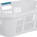 Rubbermaid Large Hip-Hugger Laundry Basket/Hamper, 1.5-Bushel, White, Stackable Storage Bin/Organizer for Bathroom/Bedroom/Dorm/Home